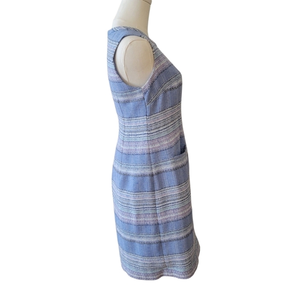 Talbots Blue Striped Tweed Sleeveless Dress Size 2 Petite - Picture 4 of 6